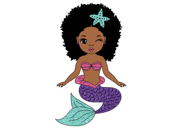 Afro Mermaid Svg, Black Mermaid Svg, Ocean Girl, Black Woman Clipart, Afro Woman Svg, Glamour Female SVG 1uniqueminute 