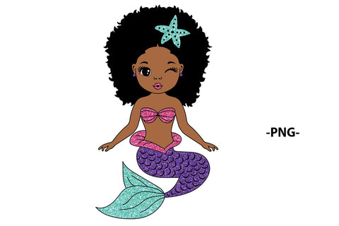 Afro Mermaid Svg, Black Mermaid Svg, Ocean Girl, Black Woman Clipart, Afro Woman Svg, Glamour Female SVG 1uniqueminute 