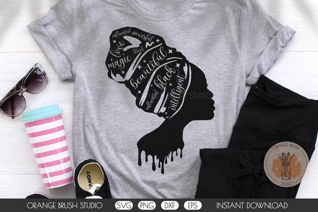 Afro Nubian Queen SVG Headwrap Black Girl SVG OrangeBrushStudio 