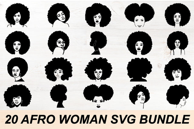 afro woman curly hair svg bundle SVG buydesign 