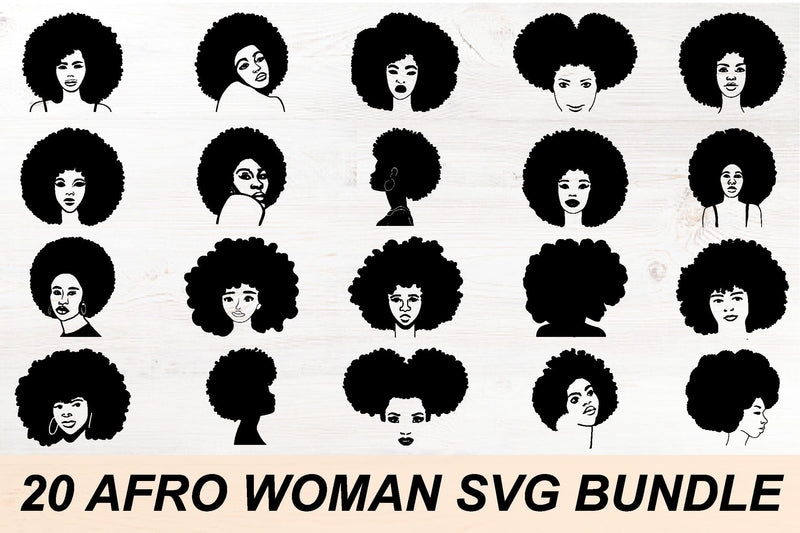 afro woman curly hair svg bundle SVG buydesign 