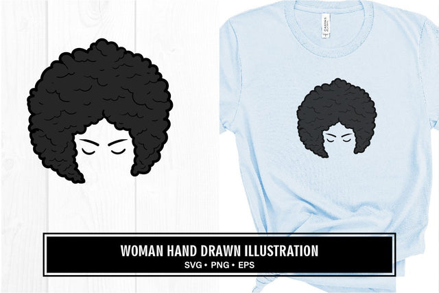 Afro woman hand drawn illustration svg SVG vectorbundles 