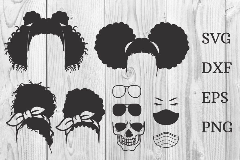 afro woman messy bun Bandana SVG dadan_pm 