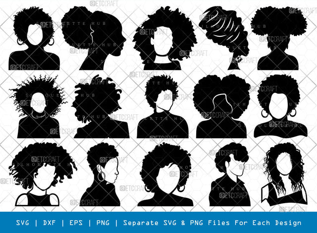 Afro Woman SVG, Woman Silhouette, Afro Girl Svg, Afro Queen Svg, Afro Lady Svg, Curly Hair Svg, Black Woman Svg, Woman Bundle SVG ETC Craft 