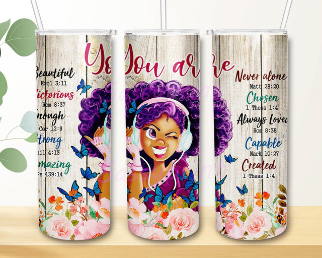 Afro Women Believe You Are 20 oz Skinny Tumbler Design Sublimation, Instant Download Sublimation sassyprint 