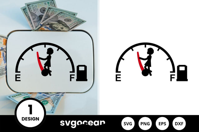 Afro Women Stopping Fuel Gauge Indicator SVG Design SVG SvgOcean 