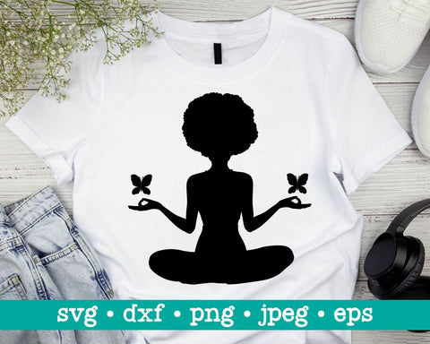 Afro yoga svg, Afro yoga png, Afro svg, Meditation lotus pose svg, Afro svg, Yoga svg, Zen svg, Yoga lotus svg, Black history month svg SVG MAKStudion 