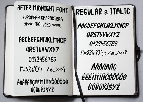After Midnight Typeface - Regular & Italic Font Font MasterFontStore 