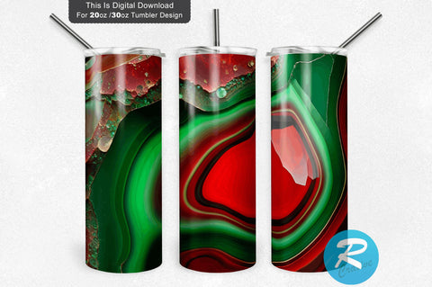 Agate Glitter red and green 20 oz / 30 oz Tumbler PNG Sublimation Regulrcrative 