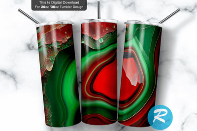 Agate Glitter red and green 20 oz / 30 oz Tumbler PNG Sublimation Regulrcrative 