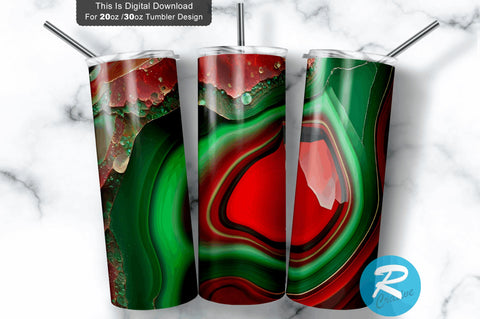 Agate Glitter red and green 20 oz / 30 oz Tumbler PNG Sublimation Regulrcrative 