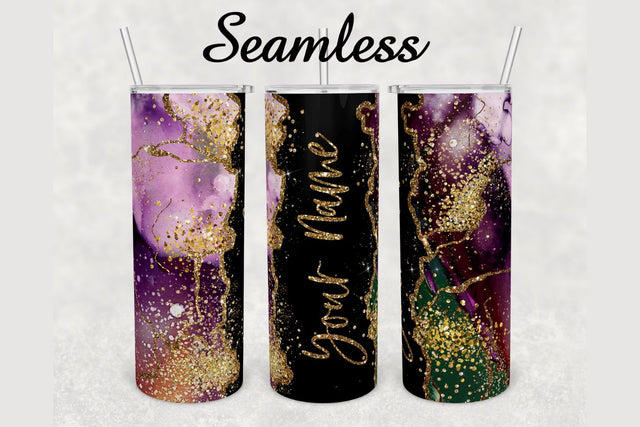 Agate Gold Glitter Tumbler sublimation design 20 oz skinny tumbler wrap Sublimation BambinaCreations 