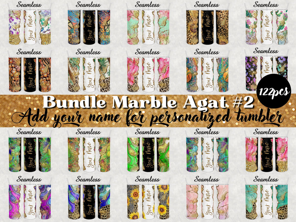 Agate Marble Design bundle tumbler 20 oz skinny Sublimation #2 - So Fontsy