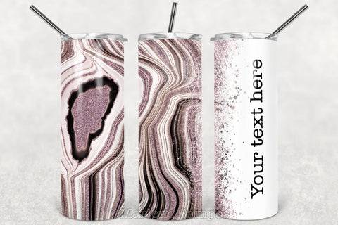 Agate Skinny Tumbler 20oz | Add your Name | Rose Gold and Back | White BG Sublimation Marlene Campos 