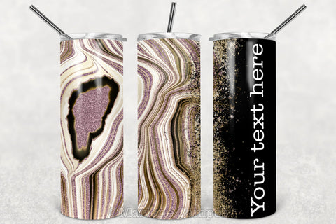 Agate Skinny Tumbler 20oz | Add your Name | Rose Gold and Gold | Black BG Sublimation Marlene Campos 