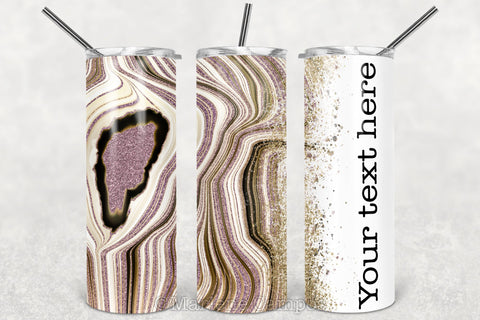 Agate Skinny Tumbler 20oz | Add your Name | Rose Gold and Gold | White BG Sublimation Marlene Campos 