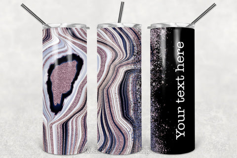 Agate Skinny Tumbler 20oz | Add your Name | Rose Gold and Navy | Black BG Sublimation Marlene Campos 