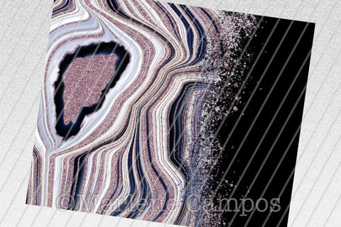 Agate Skinny Tumbler 20oz | Add your Name | Rose Gold and Navy | Black BG Sublimation Marlene Campos 