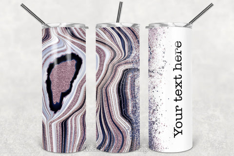 Agate Skinny Tumbler 20oz | Add your Name | Rose Gold and Navy | White BG Sublimation Marlene Campos 