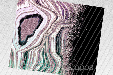 Agate Skinny Tumbler 20oz | Add your Name | Rose Gold and Turquoise | Black BG Sublimation Marlene Campos 