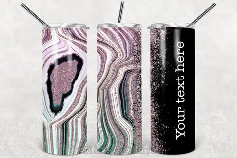 Agate Skinny Tumbler 20oz | Add your Name | Rose Gold and Turquoise | Black BG Sublimation Marlene Campos 