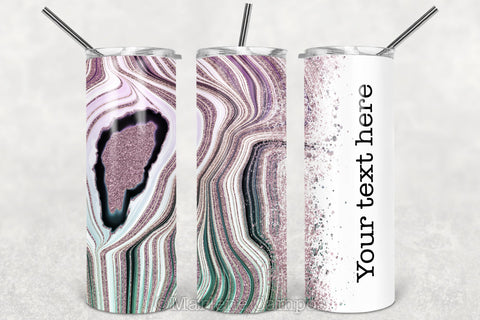 Agate Skinny Tumbler 20oz | Add your Name | Rose Gold and Turquoise | White BG Sublimation Marlene Campos 