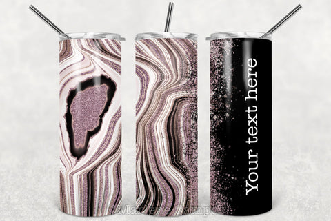 Agate Skinny Tumbler 20oz | Add your Name | Rose Gold | Black BG Sublimation Marlene Campos 