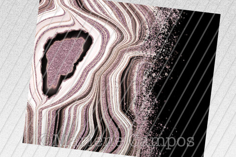 Agate Skinny Tumbler 20oz | Add your Name | Rose Gold | Black BG Sublimation Marlene Campos 