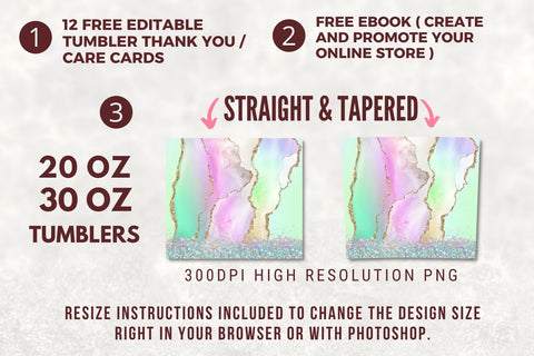 Agate Sublimation Tumbler Designs, Glitter Geode 20oz Skinny Tumbler Wrap Template - PNG Digital Download Sublimation TumblersByPhill 