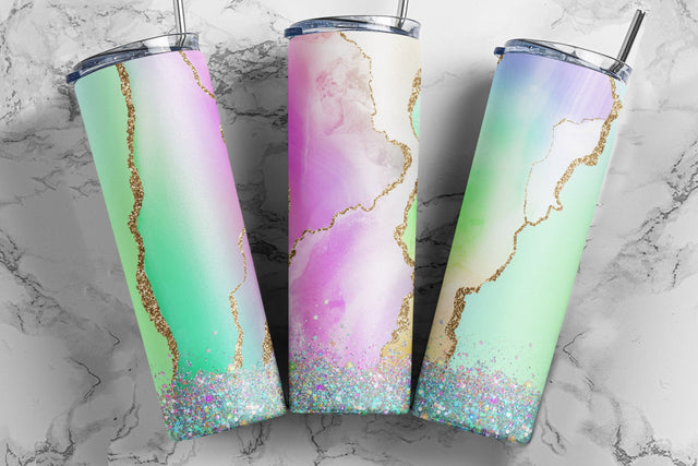 Agate Sublimation Tumbler Designs, Glitter Geode 20oz Skinny Tumbler Wrap Template - PNG Digital Download Sublimation TumblersByPhill 