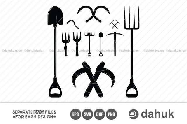 Agricultural Hand And Farming Tools svg, Farming Logo, Silhouette, Clipart Cuttable Design, SVG, PNG, DXF, eps,Designs SVG dahukdesign 