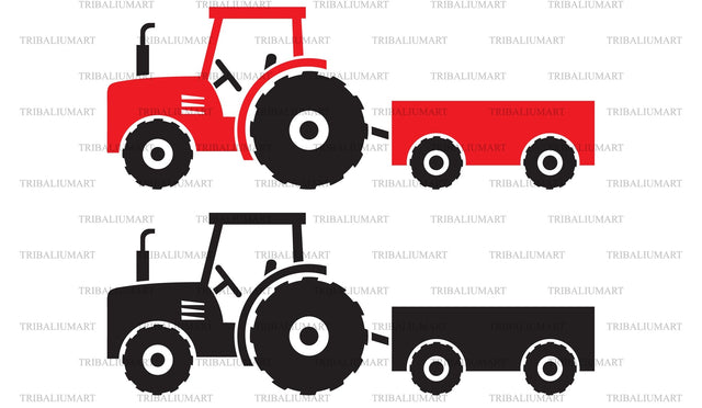 Agricultural tractor and wagon SVG TribaliumArtSF 