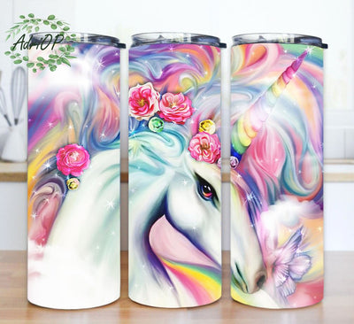 ainbow Unicorn Tumbler Wrap, Glitter Unicorn Sublimation Design, Unicorn 20 oz Skinny Tumbler, Rainbow Tumbler PNG, Digital Download Sublimation AdriOP 
