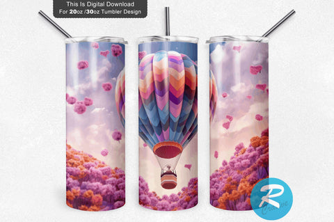 Air Balloon Purple Flower 20 oz / 30 oz Skinny Tumbler Sublimation Regulrcrative 
