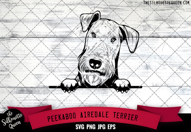 Airedale Terrier Peek A Boo | Peekaboo | Peeking Dog Face SVG for Glowforge, Cricut, Laser, Silhouette, Scan n cut files SVG Loveleen Kaur 