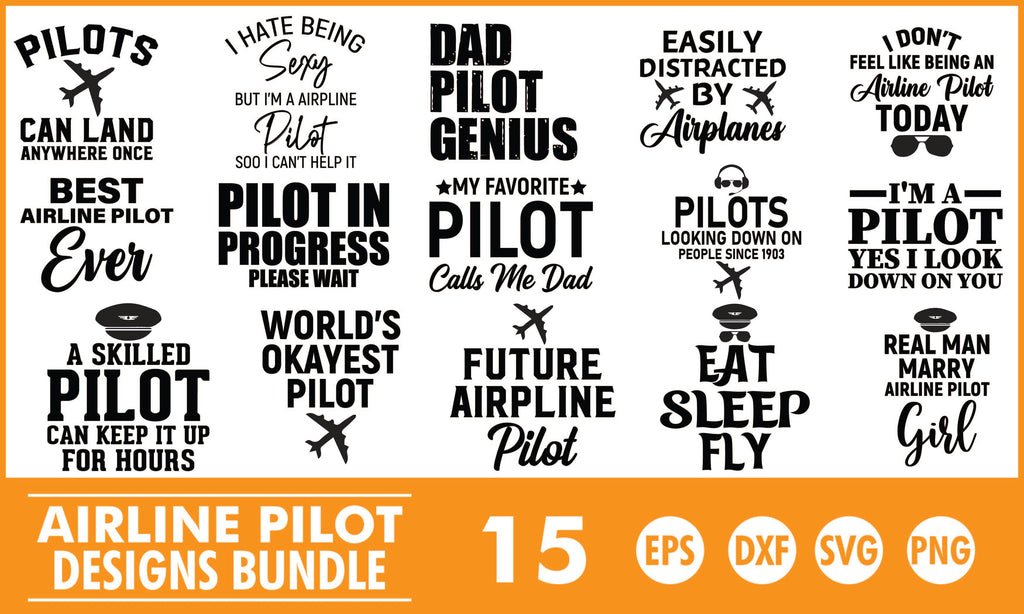 Airline Pilot SVG Designs Bundle - So Fontsy