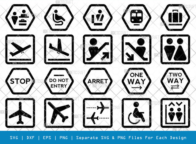 Airport Sign SVG, Airport Sign Silhouette, Infomation Sign Svg, Airbus Svg, Airport Svg, Fly Svg, Road Sign Svg, Departures Svg, Arrivals Svg, Airport Sign Bundle SVG ETC Craft 