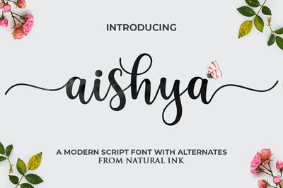 Aishya Script Font Studio Natural Ink 