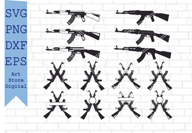 AK47 SVG, AK47 DXF, AK47 PNG, AK47 Clipart, AK47 Silhouette, AK47 Cut File, AK47 SVG, AK47 Rifle Png, Semi Automatic Rifle, AK-47 Silhouette, AK-47 Clipart, russian rifle svg, rifle clipart svg, assault Rifle svg SVG Artstoredigital 