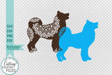 Akita Inu Layered Mandala Dog sign svg dxf cut out template SVG kartcreationii 