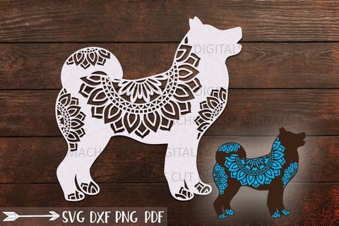 Akita Inu Layered Mandala Dog sign svg dxf cut out template SVG kartcreationii 