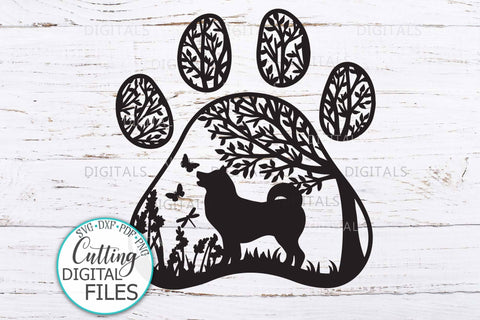 Akita Inu Paw Dog round sign svg dxf pdf cut out file SVG kartcreationii 