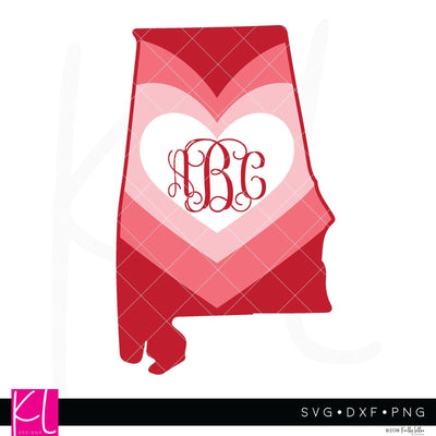 Alabama Heart Monogram Frame SVG Kelly Lollar Designs 