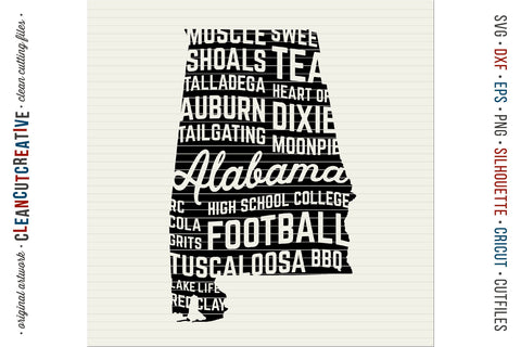 Alabama State design - Word Art SVG file SVG CleanCutCreative 