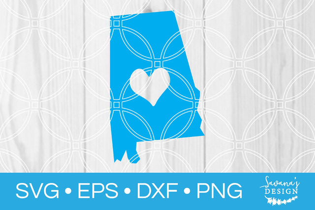 Alabama State with Heart SVG SavanasDesign 