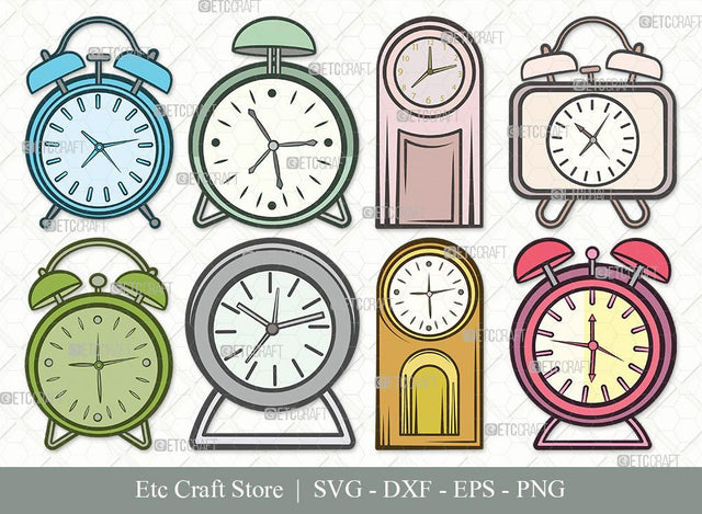 Alarm Clock Clipart SVG Cut File | Alarm Svg | Clock Svg | Time Svg | Morning Clock Svg | Bundle SVG ETC Craft 
