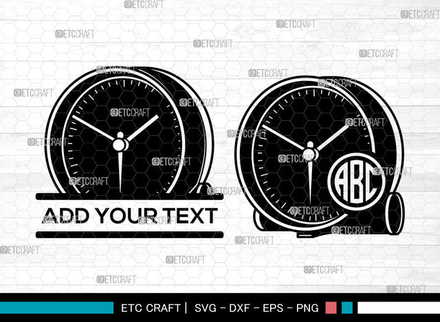 Alarm Clock Monogram SVG, Clock Svg, Morning Clock Svg, Retro Clock Svg, Alarm Svg, Hint Clock Svg; Split Monogram Svg SVG ETC Craft 