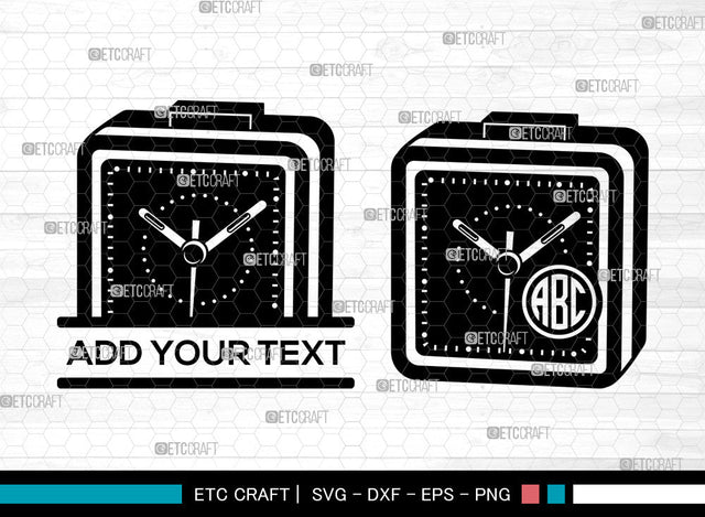 Alarm Clock Monogram SVG, Clock Svg, Morning Clock Svg, Retro Clock Svg, Alarm Svg, Hint Clock Svg; Split Monogram Svg SVG ETC Craft 