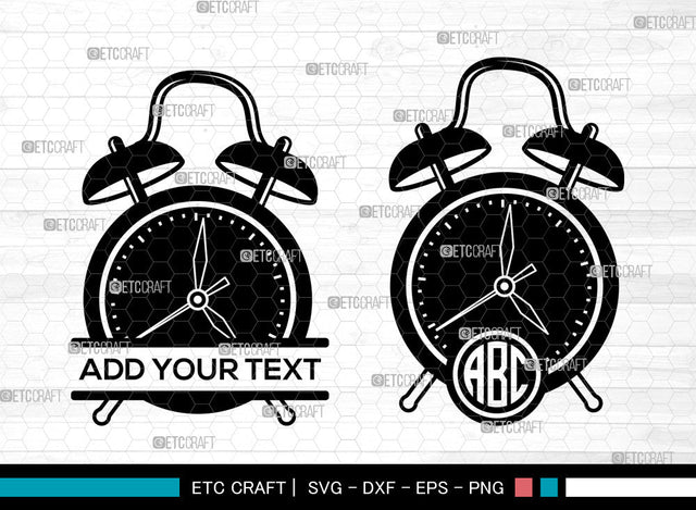 Alarm Clock Monogram SVG, Clock Svg, Morning Clock Svg, Retro Clock Svg, Alarm Svg, Hint Clock Svg; Split Monogram Svg SVG ETC Craft 