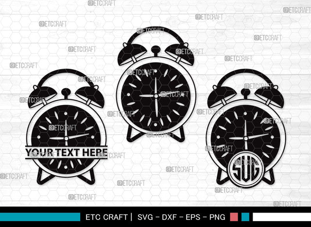 Alarm Clock Monogram SVG Cut File | Alarm Svg | Clock Svg | Time Svg | Morning Clock Svg | Alarm Clock Clipart SVG ETC Craft 